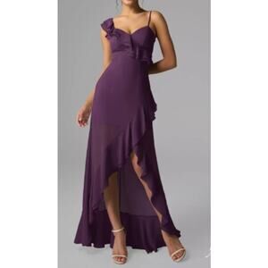AW BRIDAL 2 XS grape purple Ameera chiffon bridesmaid party maxi dress NEW B40